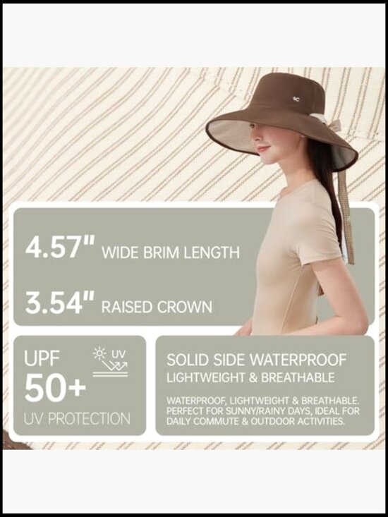 Reversible Sun Hat UPF 50+ Waterproof Wide Brim Outdoor Hiking Bucket Hat main image 7